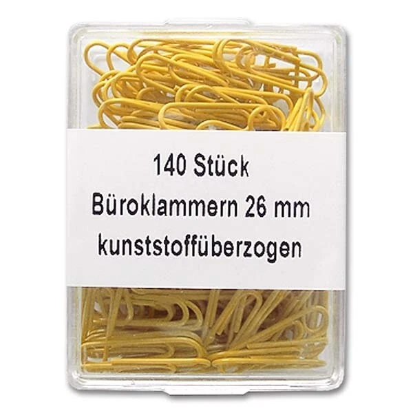 Büroklammern kunststoffüberzogen gelb index Hansawerke, 140er Pack 26 mm