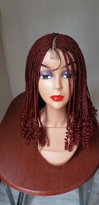 Curly Ends Lace Front Cornrow And Box Braids Braided Wigs Lightweight Synthetic.