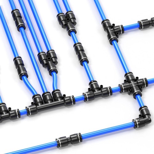10Pcs 3/8" Od Black Push To Connect Air Fittings Tube Air Line Tee Union Push - Picture 5 of 8