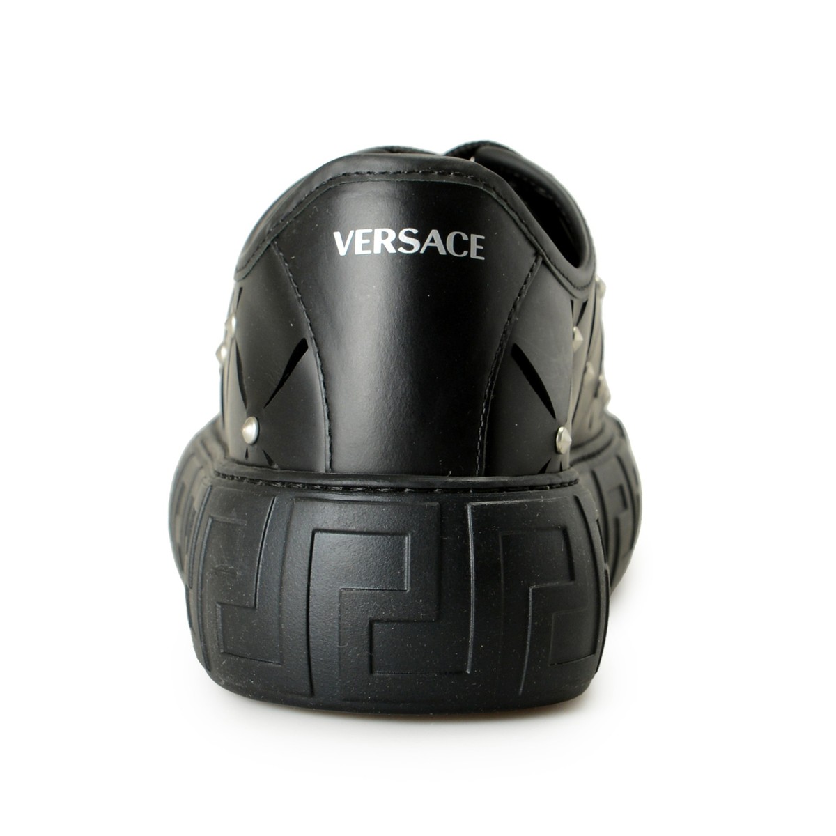 Versace★素敵!Black Perforated Leather Sneakers Versace Men's Black 100% Perforated Leather Sneakers Shoes
