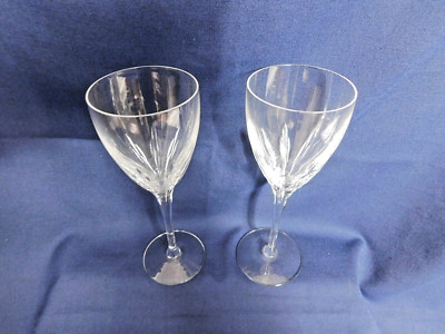D7 - Lenox USA Crystal Firelight Water Goblets Lot of 2 - Panel Cut