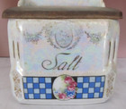 Victoria China Czechoslovakia Wall Salt Box Canister with Lid Lusterware Vintage — photo 2