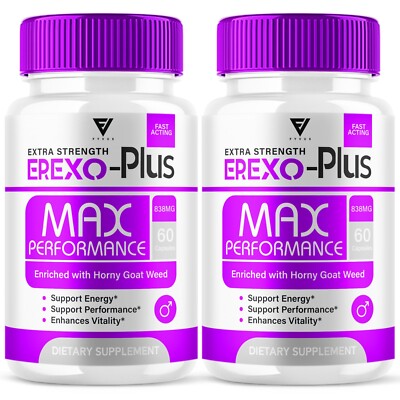 (2 Pack) Erexo Plus Capsules, Erexo Plus Daily High Drive Support (120 Capsules)