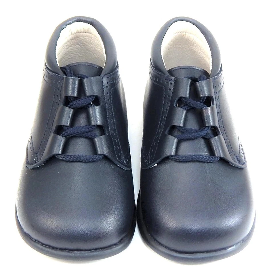 DE OSU - España - Botas Ghillie de Vestido de Cuero Azul Marino para Niños -Zapatos -Europeas -Talla 4-6 Foto 4 de 4