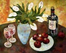 Ceramic Backsplash Tile Mural Floral Flower Kitchen/Bathroom - Wine Still Life