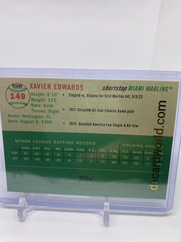 2023 Topps Chrome Platinum Xavier Edward Rookie Gold 37/50 Marlins (C457) - Image 3 of 4