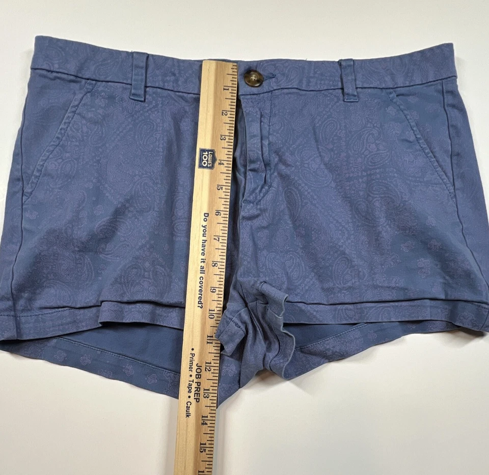 Bongo Women's Paisley Shortie Shorts Size 11 Blue Cotton Spandex Pockets - Image 4 of 4