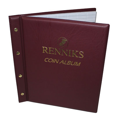 Renniks Coin Album Padded leatherette Cover Including 6 Coin Album Pages - RED