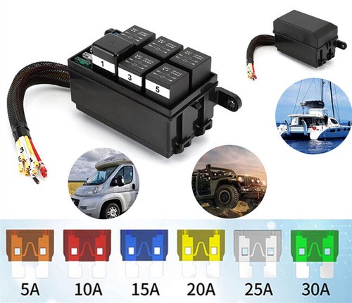 6-Way 24V 40A Auto Waterproof Fuse Relay Holder Box Relays ATC Fuse ...