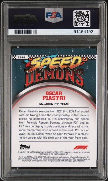 イスラエル　ベイタル　エルサレムFC 2001年 G.ROSSO OSCAR PIASTRI 2023 Topps Chrome F1 SPEED DEMONS #SDOP PSA 6 EX-MT