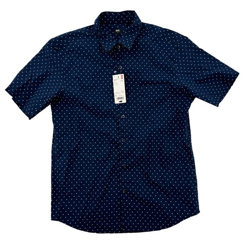 Wonder Nation White Button Down Shirt with Blue Polka Dot