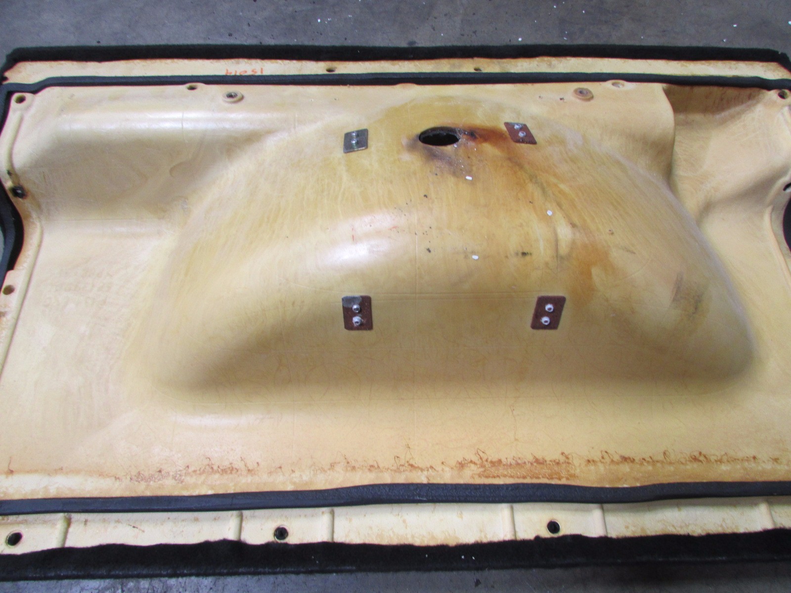Ferrari F430, Back Wall Trunk Carpet w/ Black Belts, Used, Burnt, P/N 68140000