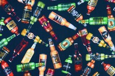 Beer Bottle fabric, Quilting fabric, On Tap - price by half metre