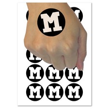 Letter M Uppercase Fun Bold Font Temporary Tattoo Water Resistant Body Art Set