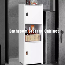 White Waterproof Bathroom Storage Cabinet Free Standing Cabinet Organizer Unit