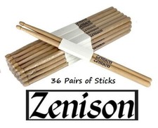 Zenison 36 Pairs 7B Wood Acorn Tip Natural Maple Professional Series Drumsticks