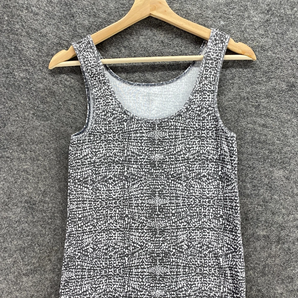 Regata feminina BCG L grande cinza estampa animal sem mangas algodão gola redonda casual - Imagem 3 de 4
