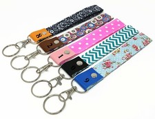 Engraved Leather Fabric key fob, wristlet, key chain with Single letter, number