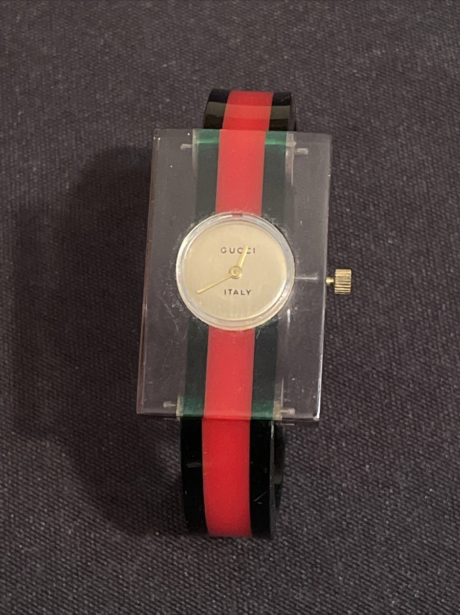 Vintage 1970s Gucci Lucite and Bakelite Bangle Watch