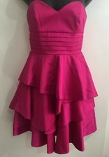 Truese Designer Vintage Style Strapless Pink Ruffles Party Cocktail Dress 6 XXS