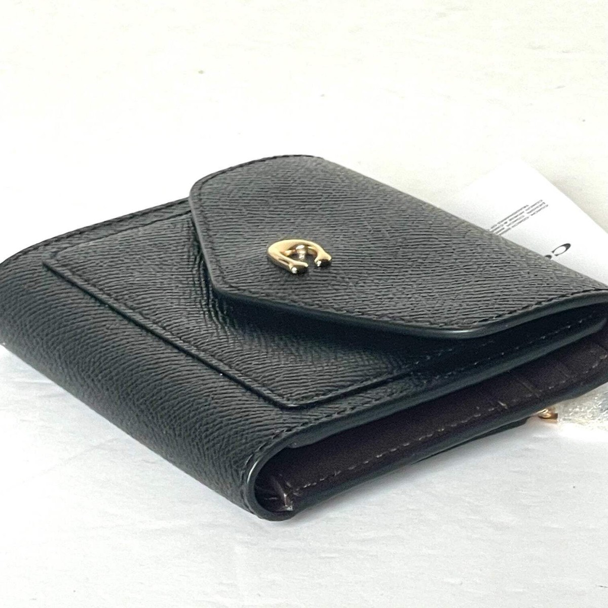 Coach Wyn Small Wallet Womens Black Leather Trifold Billfold C2328