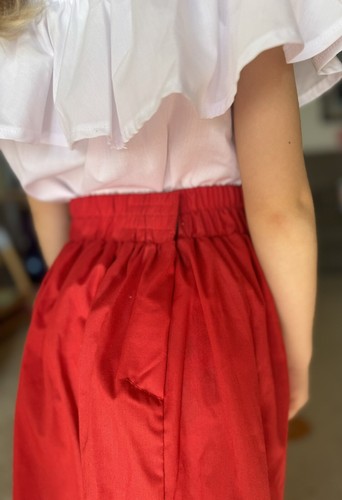 Long Adjustable Waist Comfortable Red Skirt For Girls Kids Size S Fits 6-7 Year - Picture 7 of 11