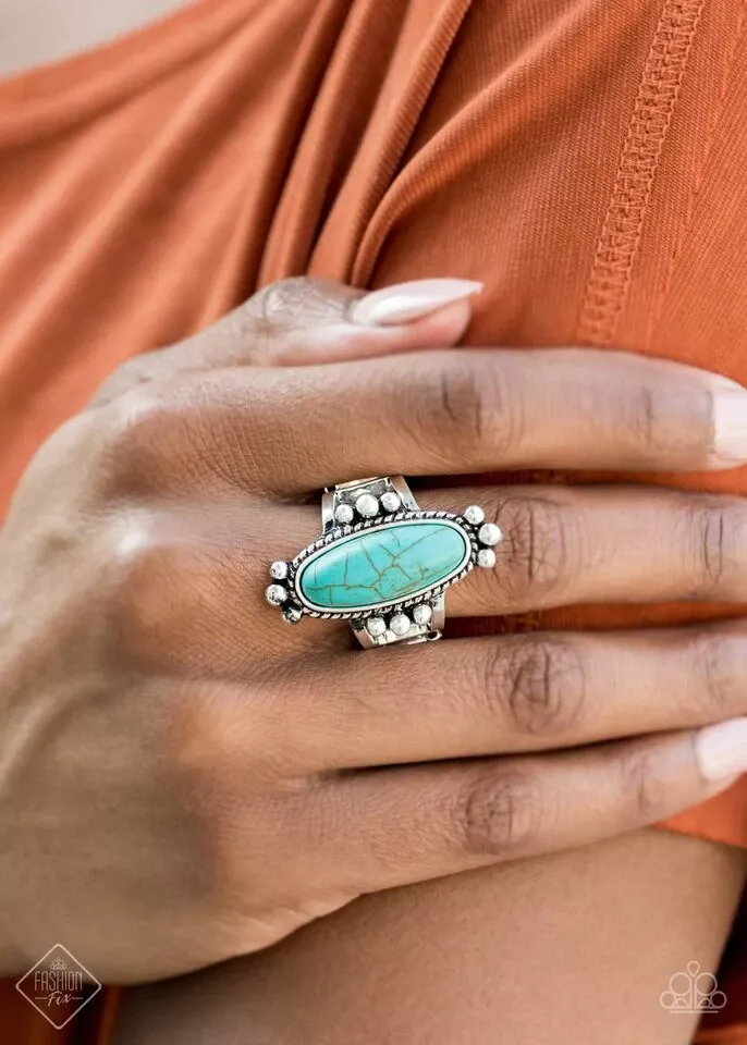 Paparazzi Ring Pioneer Paradise Turquoise Crackle Stone Blue eBay