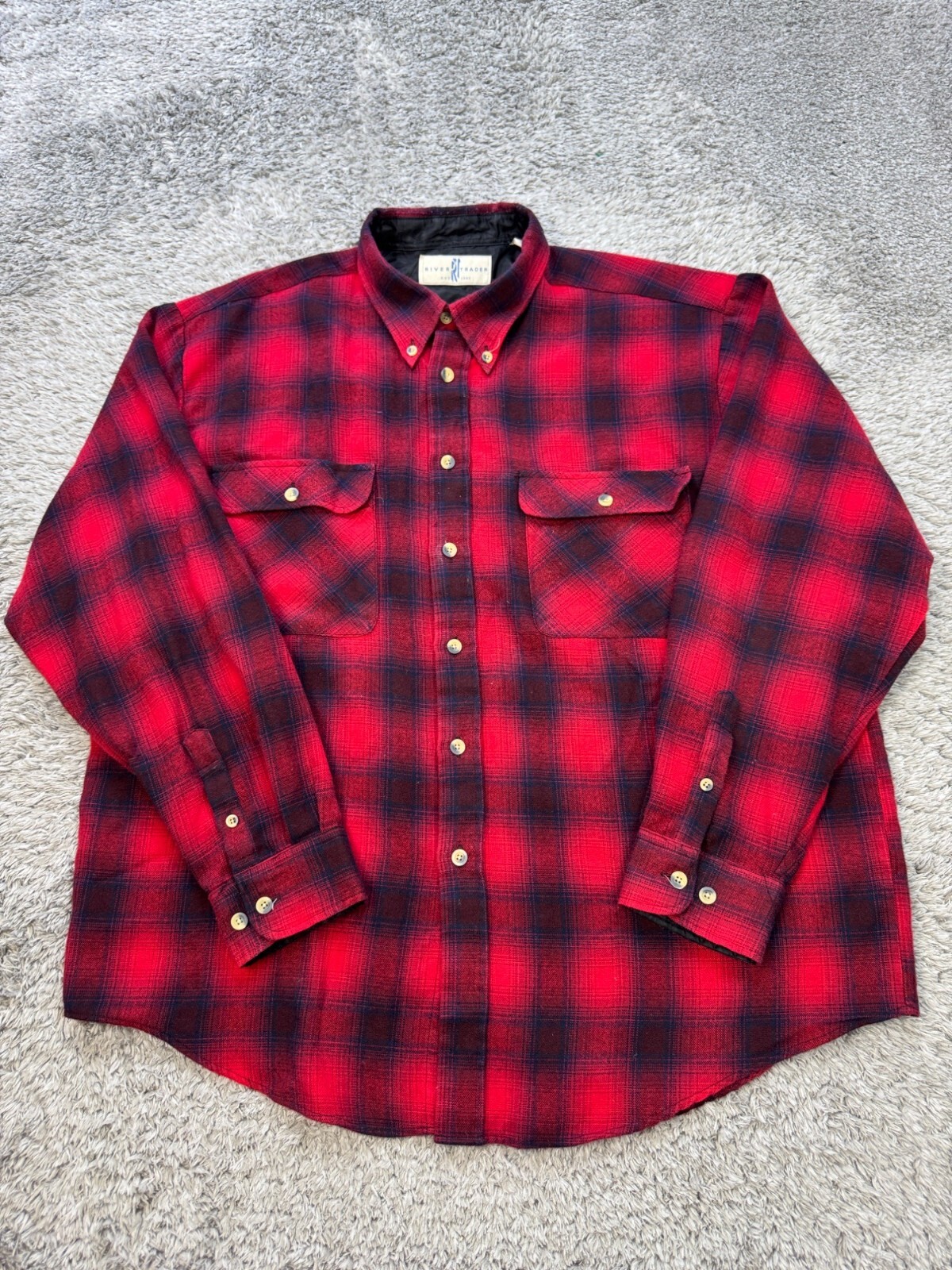Vintage XL Red Buffalo Plaid Flannel Shacket with Acrylic Lining