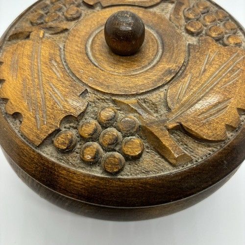 Vintage Holzkiste mit Deckel handgeschnitzt Schmuck Box Trauben Blätter 6 Zoll breit - Bild 4 von 14