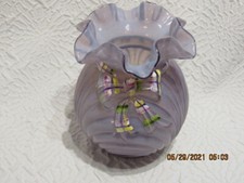 FENTON ART GLASS 2010 LAVENDER OPALINE CAPRICE VASE W/EMBOSSED 6.5" TALL