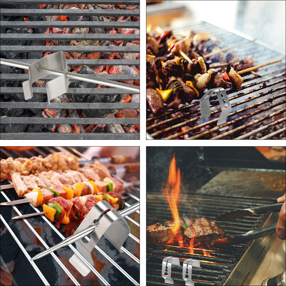 4 Pcs Stainless Steel Grill Probe Clips Grate for Ambient Temperature