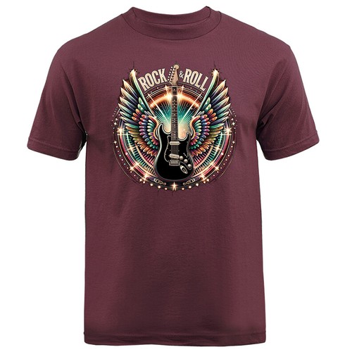 Rock & Roll Gitarre Flügel Rock Musik Band T-Shirt - Bild 5 von 17