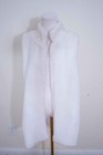 Brittany Black Women's Fluffy White Vest Long Open-Front Jacket Fleece 16-18 Xl