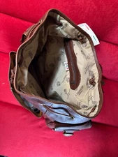 I MEDICI FIRENZE Italy Genuine Leather Brown Large Backpack Bag Drawstring