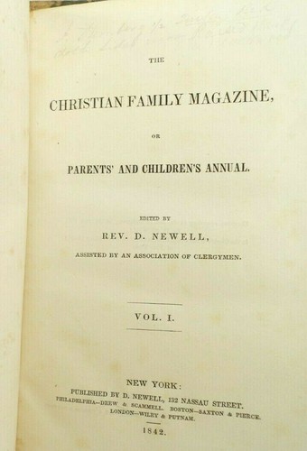 Antique (3) Volume Set CHRISTIAN FAMILY MAGAZINE 1842/43 Rev. D Newell HC RARE - Picture 4 of 12