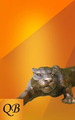 ART DECO BRONZE PANTHER COUGAR PUMA STATUE SKULPTUR KATZE JAGUAR LEOPARD FIGUR