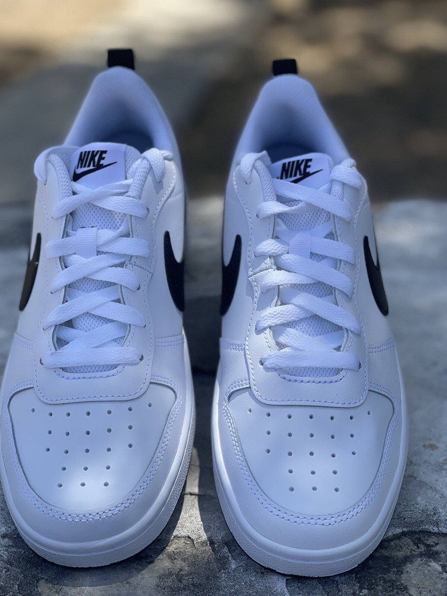 New Nike Court Borough Low 2 GS White Black Sneakers Shoes Size 7Y