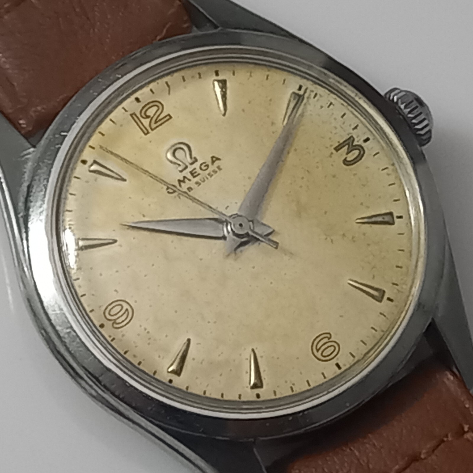 Vintage 1950s Omega Cal 283 Ref 2537-4 Manual Wind 35mm Stainless Steel Watch