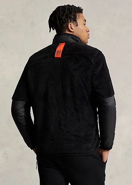 $298 RLX Ralph Lauren Mens SZ M Hi-Pile Sherpa Fleece Tech Full Zip Jacket Black - Image 3 of 3
