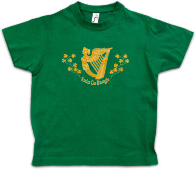 ERIN GO BRAGH Kinder Jungen T-Shirt Braugh Banner Ireland Flag Harp irish Harfe