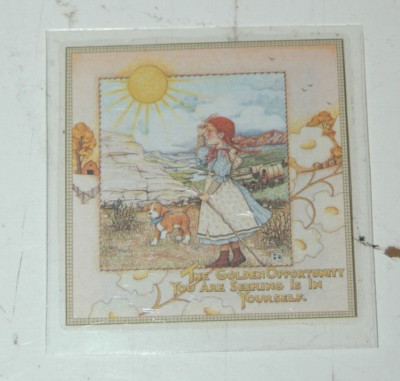 Cute Laminated Paper Magnet kitchen Locker Fridge Girl Puppy Redhead Walking