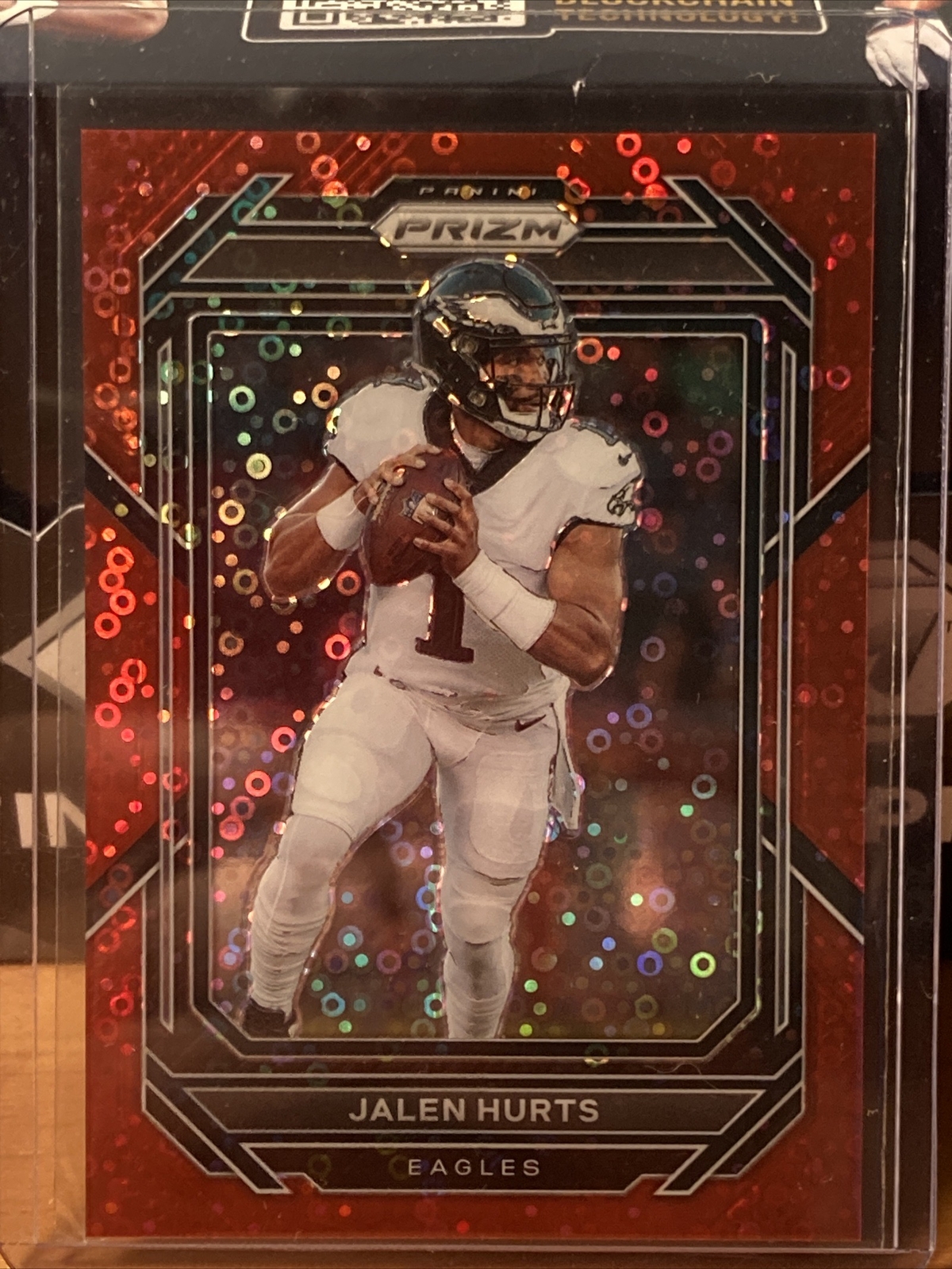 2022 Panini Prizm #234 Jalen Hurts No Huddle Red Disco Prizm /50