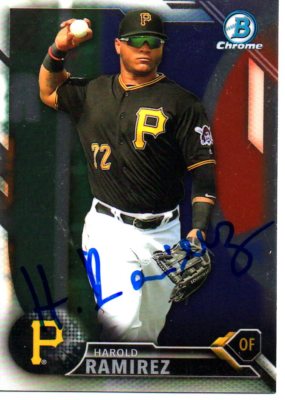 Harold Ramirez Pittsburgh Pirates 2016 Bowman Chrome Signed Card