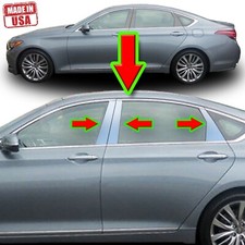 Chrome Pillar Trim For Hyundai Genesis 15-17 4dr 6pc Set Door Cover Post