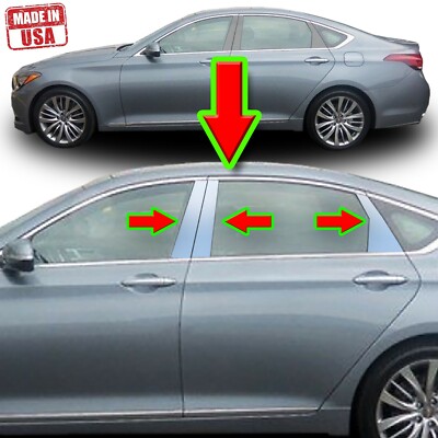 Chrome Pillar Trim for Hyundai Genesis 15-17 (4dr) 6pc Set Door Cover ...
