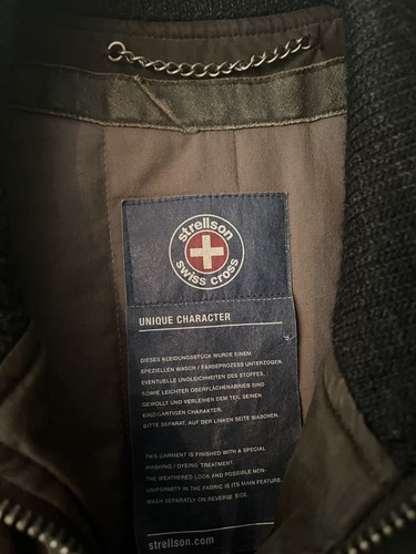 Strellson Swiss Cross Mens Weathered Look Brown Cotton Bomber Jacket VGC Bargain - Picture 2 of 12