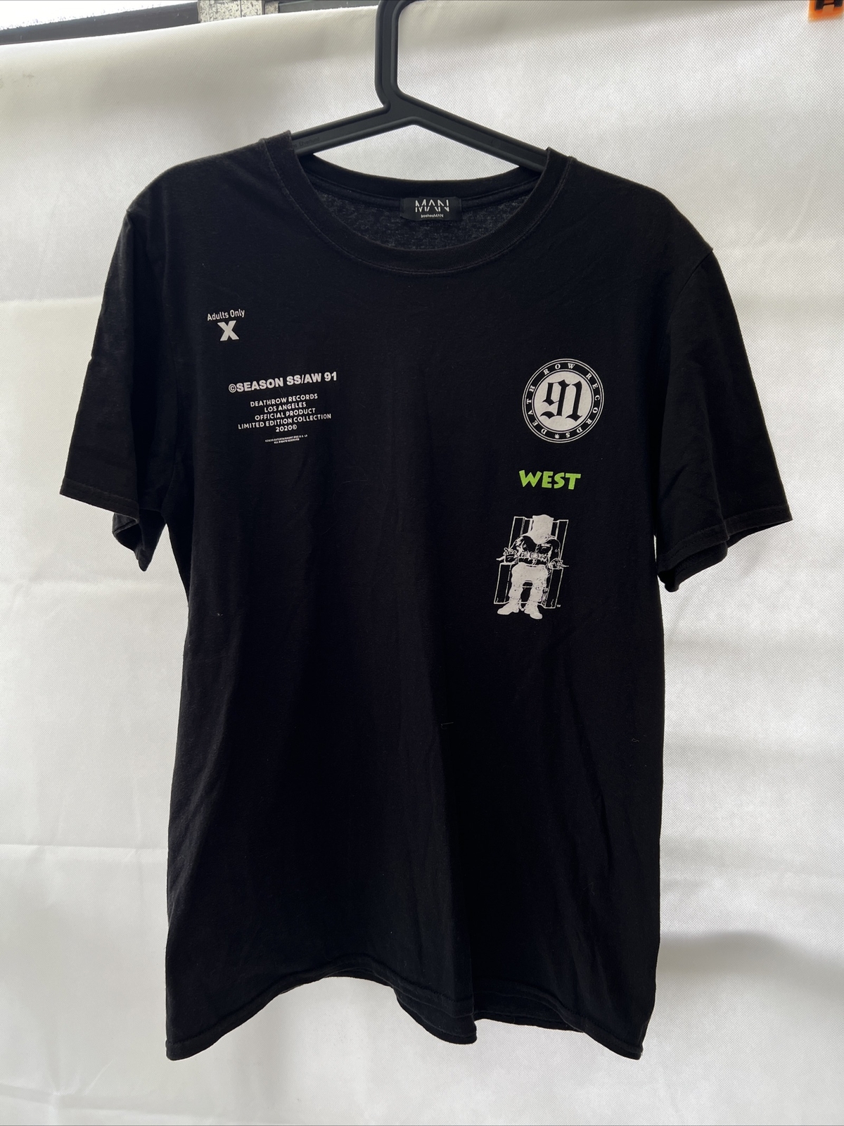 FILA T shirt nera grafica Death Row Records Boohoo Man piccola stampa su entrambi i lati