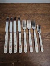 8 Piece International Marmalade COUNTRY GOOSE & Apple Flatware 4 Forks 4 Knives 
