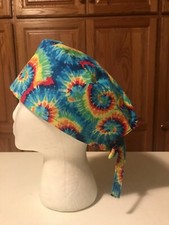 Scrub Hat Medical Nursing Chemo Skull Cap Tie-Dyed Cotton Fabric