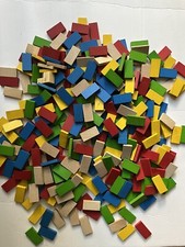Multi Color Wooden Domino Stacking Blocks Set Educational Play